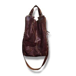 Lucky Brand Abbey Road Brown Leather Fold Over Crossbody Messenger Purse Bag